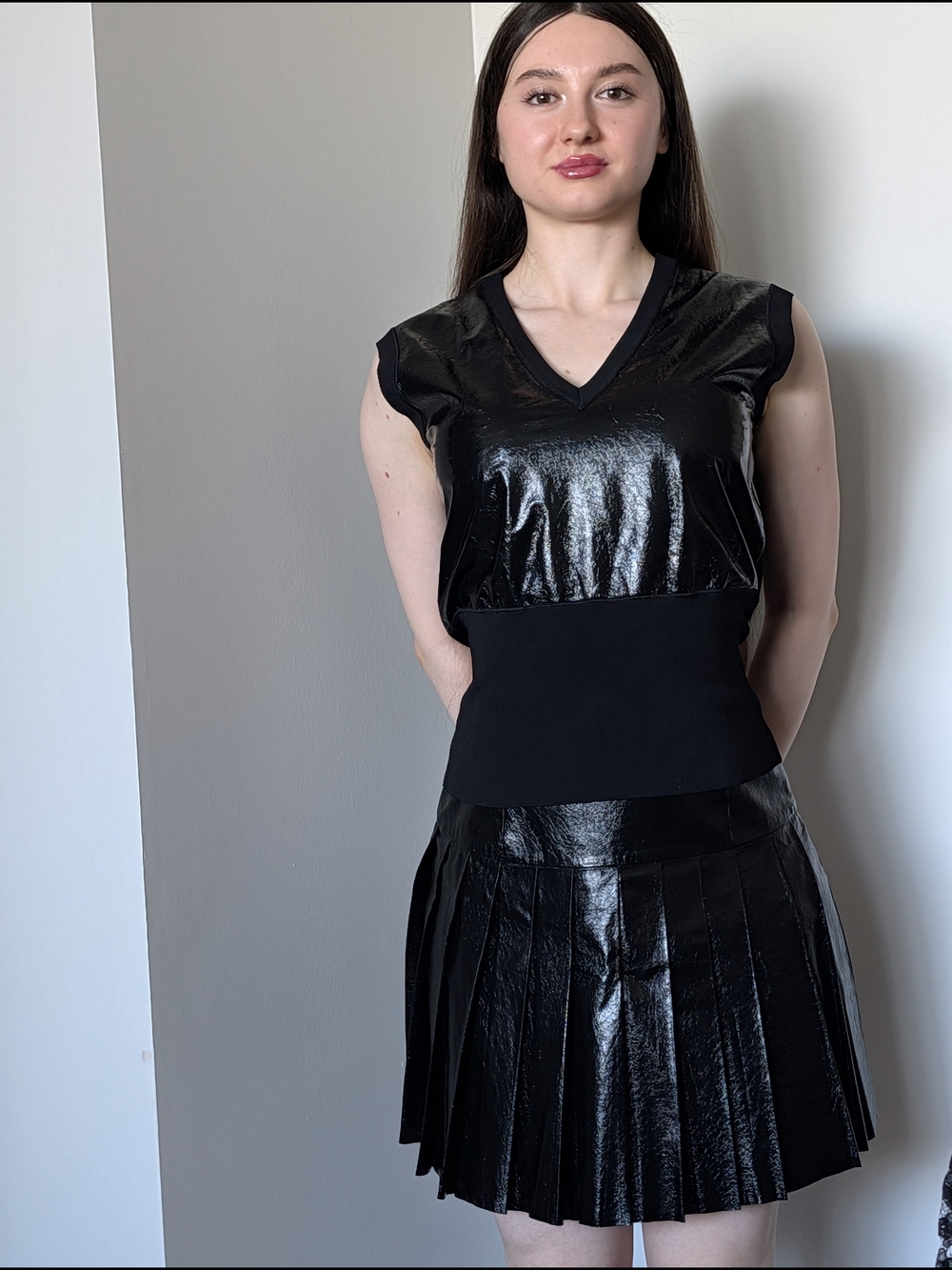 Louis Vuitton Black Mixed-Media Sleeveless Top